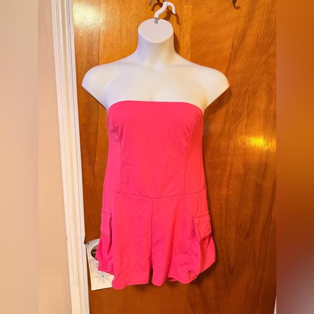 Pink Strapless Jumpsuit